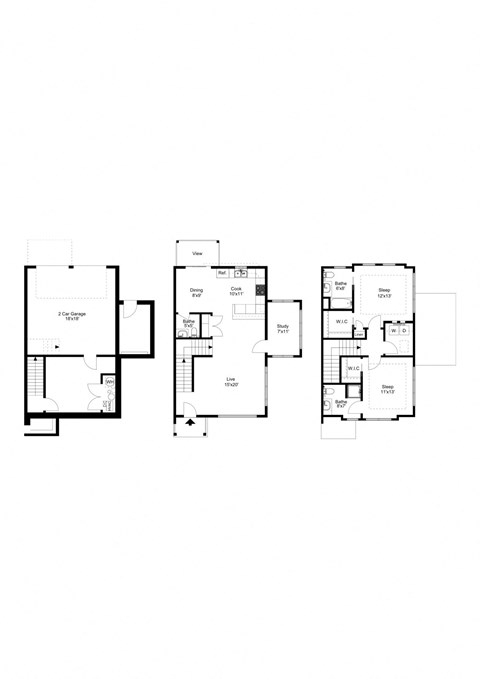 Floor plan for 2 beds, 2 baths, 1778 sqft